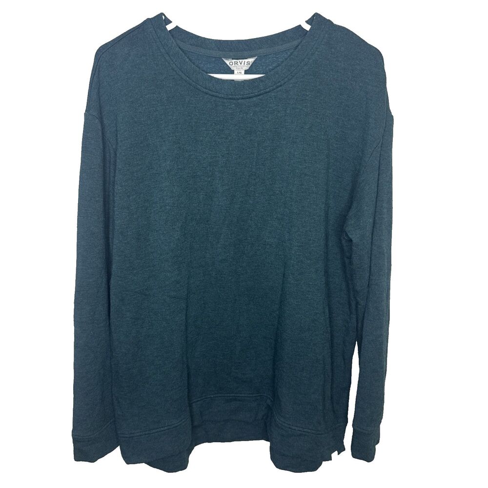 Orvis Womens Size Large L Green Cozy Modal Blend Pullover Sweater Long Sleeve